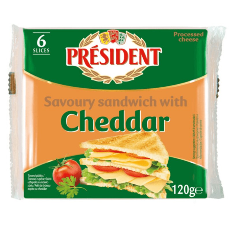 Топено Сирене President Чедър Сандвич 6 слайса 40%