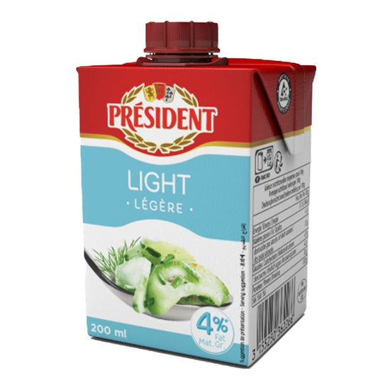 Сметана President Light Нискомаслена Млечна 4% UHT