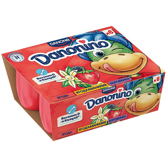 Десерт Danonino Ягода, Ванилия и Боровинка