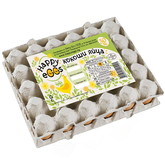 Яйца Happy Eggs от Клетъчно Отглеждани Кокошки Размер М Кафяви